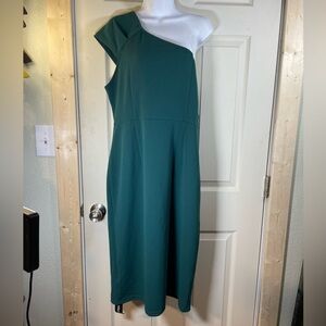 Allegra K One‎ Shoulder Green and White Dress